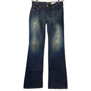 7 For All Mankind Jeans Women 28 Dark Wash Mid Rs Distress Bootcut $218 Nwot
